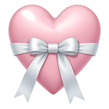 Light Pink heart with white ribbon sticker