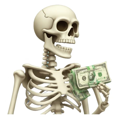 skeleton holding money sticker