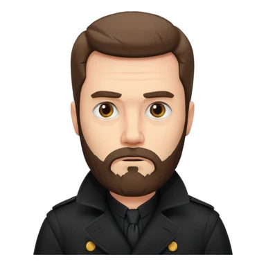 bearded man in black in black trenchcoat  sticker