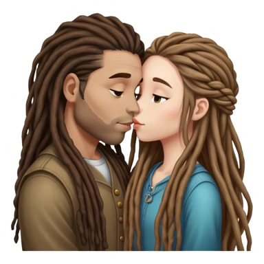 Man with dreads kissing girl with brown long hair  sticker