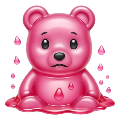 Sad light pink Gummy bear melting into ground sticker