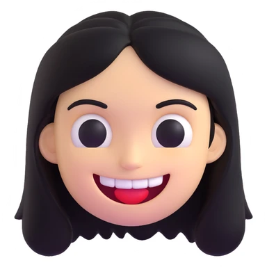 creepy white emoji face, long black hair, sinister smile, inspired by horror memes sticker