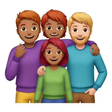 4 inclusive friends (3 girls and 1 man) laughing : 1 man must be brown, 1 girl have to have red hair, an other one must have blond hair and the last one is brown and have brown hair sticker