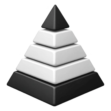 2D triangle with squares stacking up inside to demonstrate a social herarchy (all black and white) sticker