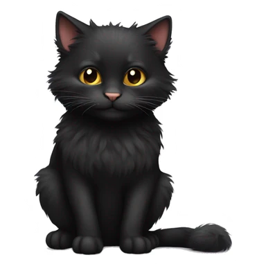 Black fluffy cat playing with rat sticker