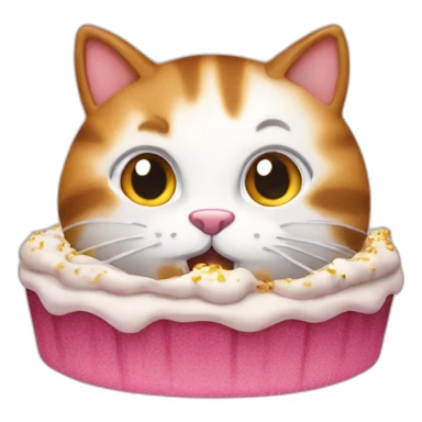 Un chat sur un gateau sticker
