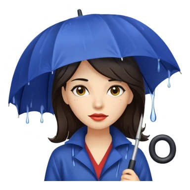 she getting wet (umbrella, dripping dark hair) sticker