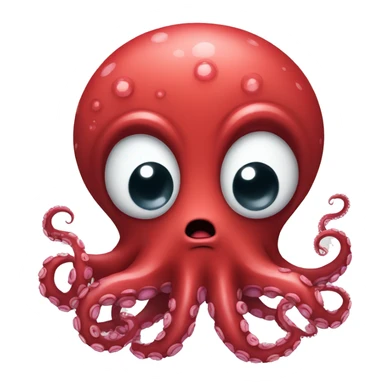 red cartoon octopus with scared sticker