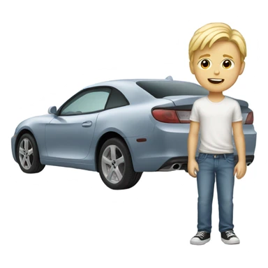 blonde boy by the car sticker