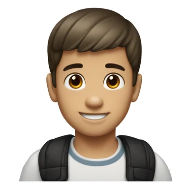 boy with short hair, little bangs, brown eyes, white skin. With mickey mouse ears  sticker