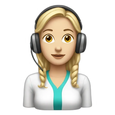 white woman with headset sticker