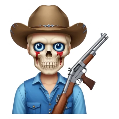 Country hick with a shotgun. From the chest to. In the style of your bleeding skull art sticker