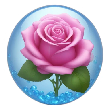 Pink rose in a blue shiny glass sphere  sticker