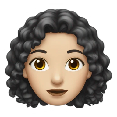 white woman with black curly long hair sticker