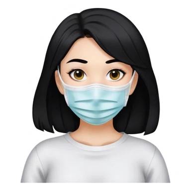 girl with black hair and face mask sticker