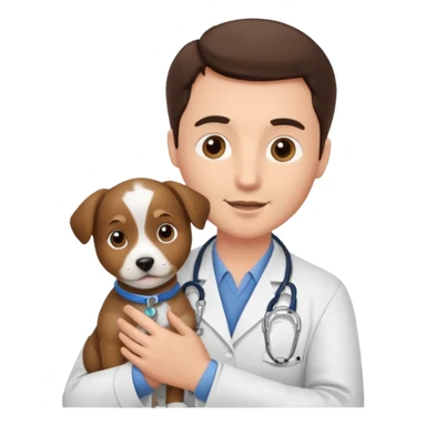 brunette man veterinarian with puppy sticker