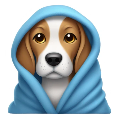 Cold Beagle UNDER many blue blankets sticker