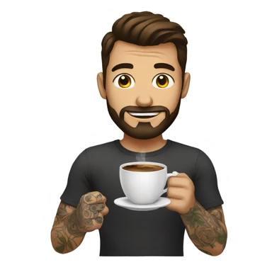 tattooed men making a cup of coffee sticker