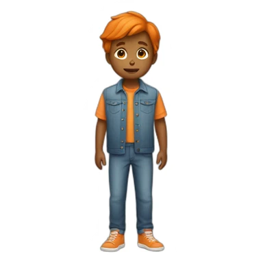 A boy whose clothes are orange in color sticker