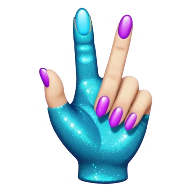 Glitter Roxo e Ciano Mão apontando para direita sticker