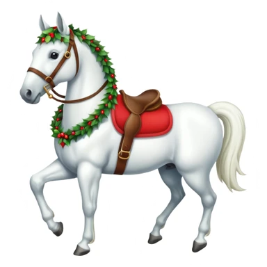 Christmas white horse with red saddle a full-length  sticker