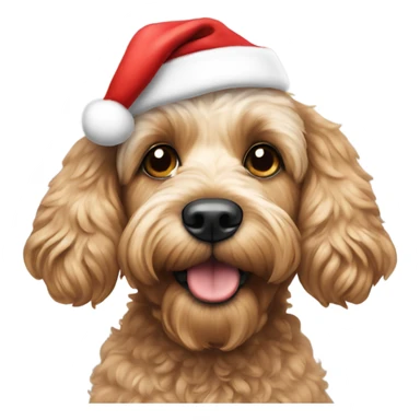 Cockapoo dog wearing Santa hat sticker