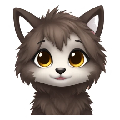 Anthro Shy Cute Cool Kawaii Edgy Chibi Dark Brown Furry Animal Anthro Sona sticker