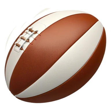 Cinematic Realistic image of a rugby ball in mid-action, with dynamic motion blur and finely rendered leather textures, set against a sunlit, energetic field that underscores its robust athleticism sticker