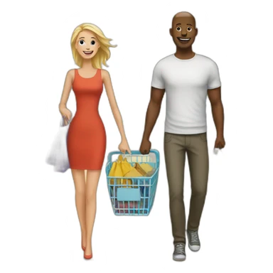 white couple shopping together sticker
