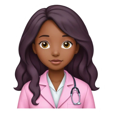 Black girl with long  hair is a scientist with pink lab coat sticker