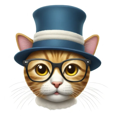 cat with hat with pompom and glasses sticker