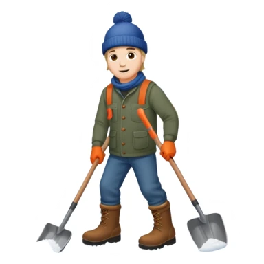 Man wearing boots and a toque shoveling snow in his driveway sticker