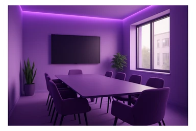 Meeting room in purple colors sticker