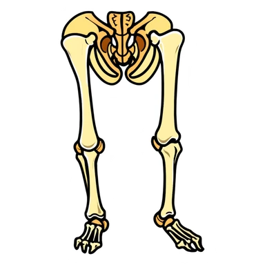 knee bone, patella with femur and tibia bones, skeletal knee joint sticker