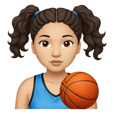  plus size light skin latino women basketball player with wavy dark hair in pony tail flat wide nose  sticker