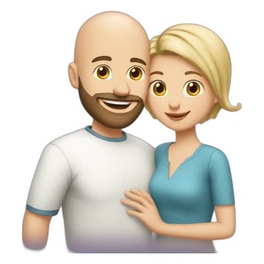 Happy-secret-couple-bald-guy-with-beard-with-shorthaired-brunette-girl sticker