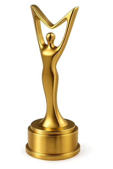 elegant and modern award trophy in white or silver, no text sticker