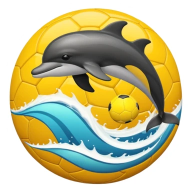 Yellow black dolphin cirkle wave soccerball sticker