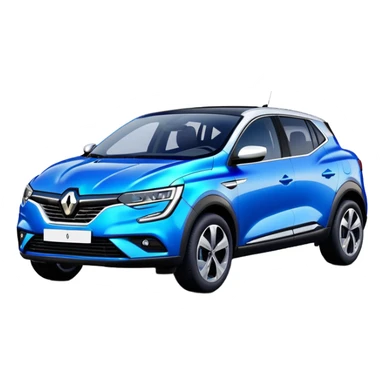 Renault Megane E-Tech electric car, front view, modern blue compact SUV sticker