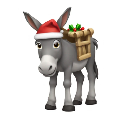 Donkey with a Christmas manger sticker