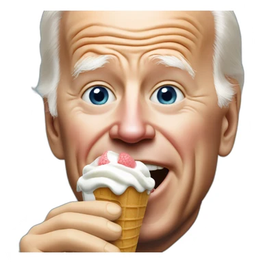 Joe biden is eating an ice cream sticker
