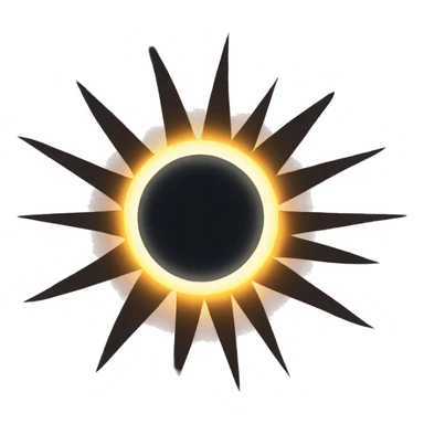 total solar eclipse with rays of the sun showing sticker
