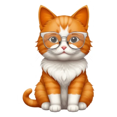 cat full body wearing glasses with clear square modern frames sticker