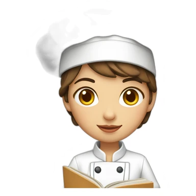 Ecuadorian cute female chef holding a cook book with short brown hair and light brown eyes sticker