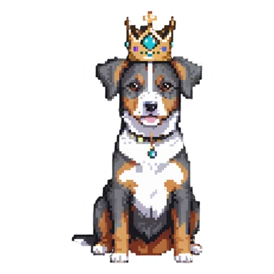 dog wearing a crown, playful pose sticker