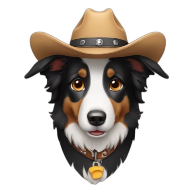 Border collie wearing a cowboy hat sticker
