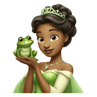princess tiana holding a frog sticker