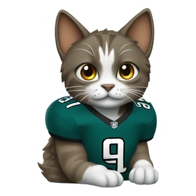 Cat wearing an eagles Jersey sticker