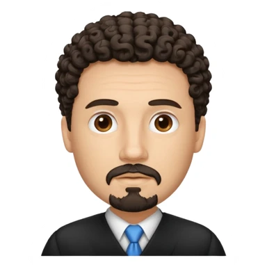 Create a white man with curly dark hair and Goatee lawer sticker