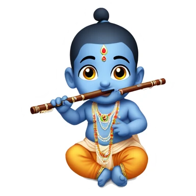 Cute little baby krishna with flute emoji and generate name Happy Janmasthami from Ronark Patel sticker